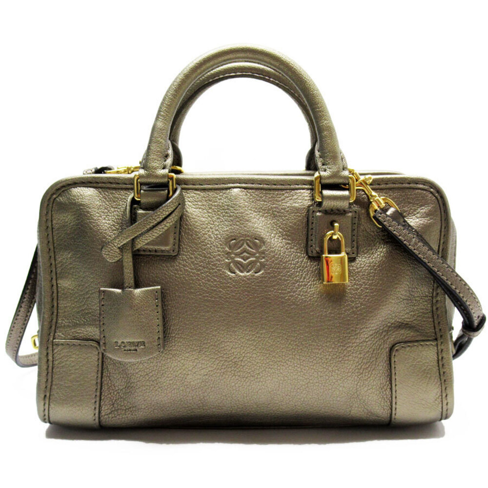 Loewe Amazona leather crossbody shoulder bag Bron White gold